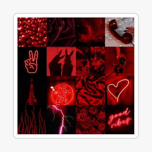 Red Authentic Collage Sticker For Sale By Vivichill Redbubble 9323