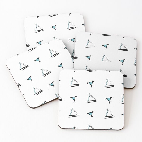 Item preview, Triangles and sailboats on white background  designed and sold by Meg M Studio.