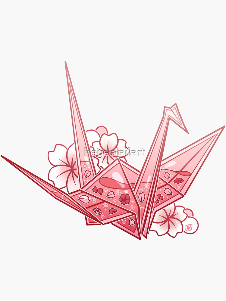Glass Sakura Origami Crane by heysoleilart