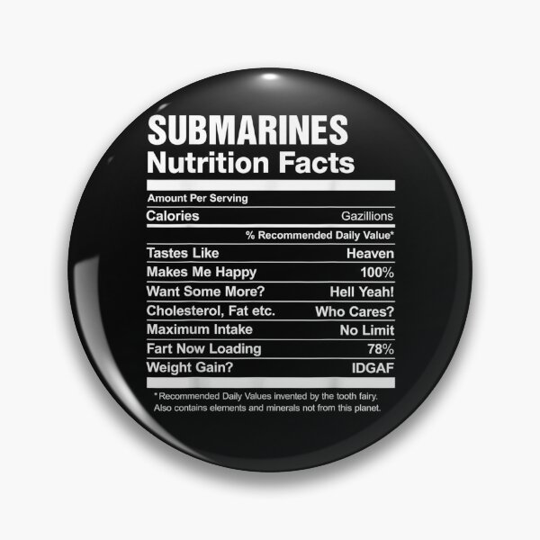 Item preview, Submarines Nutrition Facts Funny Graphic  designed and sold by charissamo77.