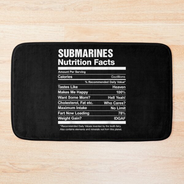Item preview, Submarines Nutrition Facts Funny Graphic  designed and sold by charissamo77.