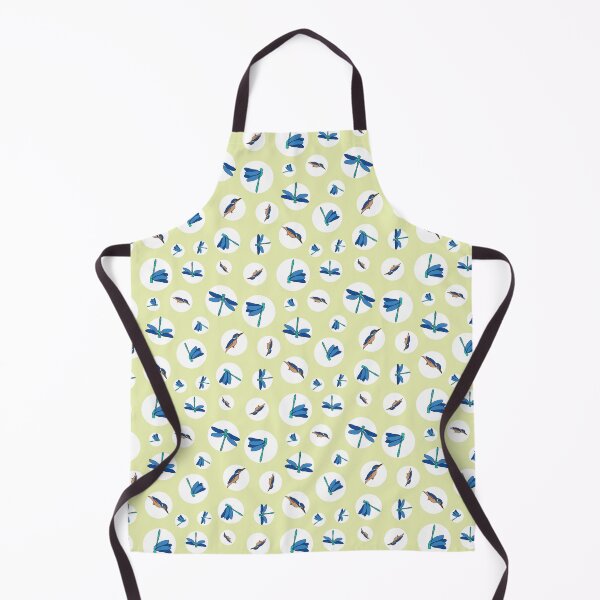 Item preview, Dragonflies and Kingfisher in circles on green background designed and sold by Meg M Studio.