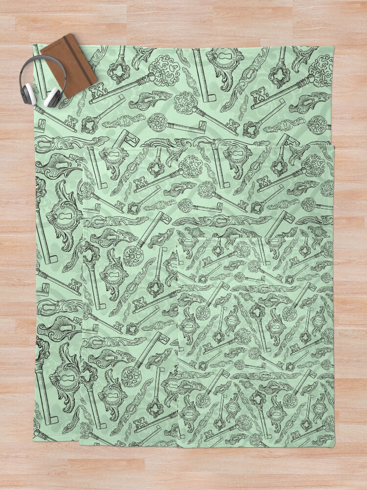 Alternate view of Rococo locks and keys pattern design Throw Blanket