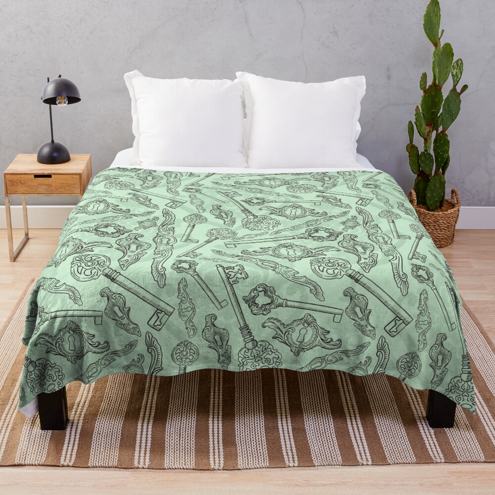 Rococo locks and keys pattern design Throw Blanket