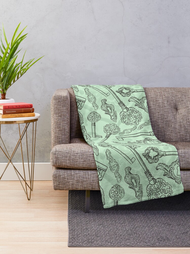 Alternate view of Rococo locks and keys pattern design Throw Blanket
