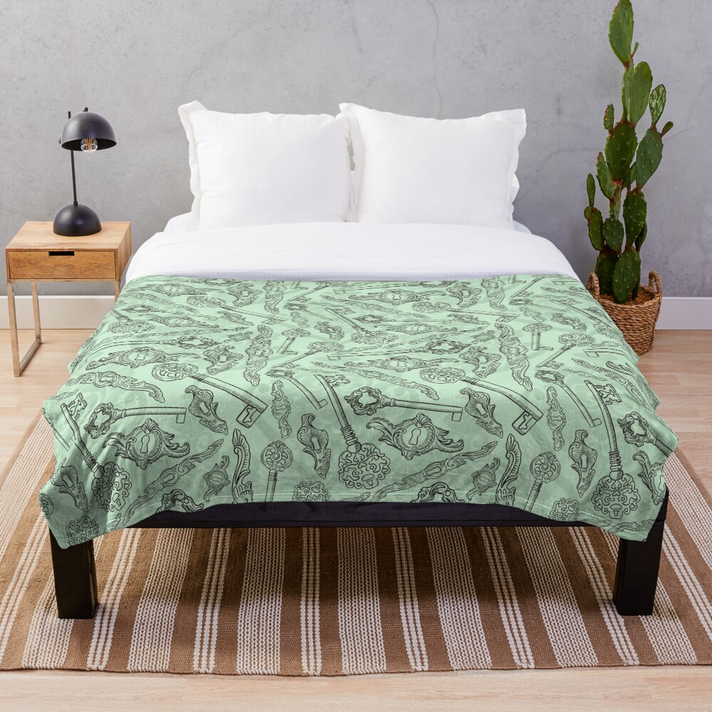 Rococo locks and keys pattern design Throw Blanket