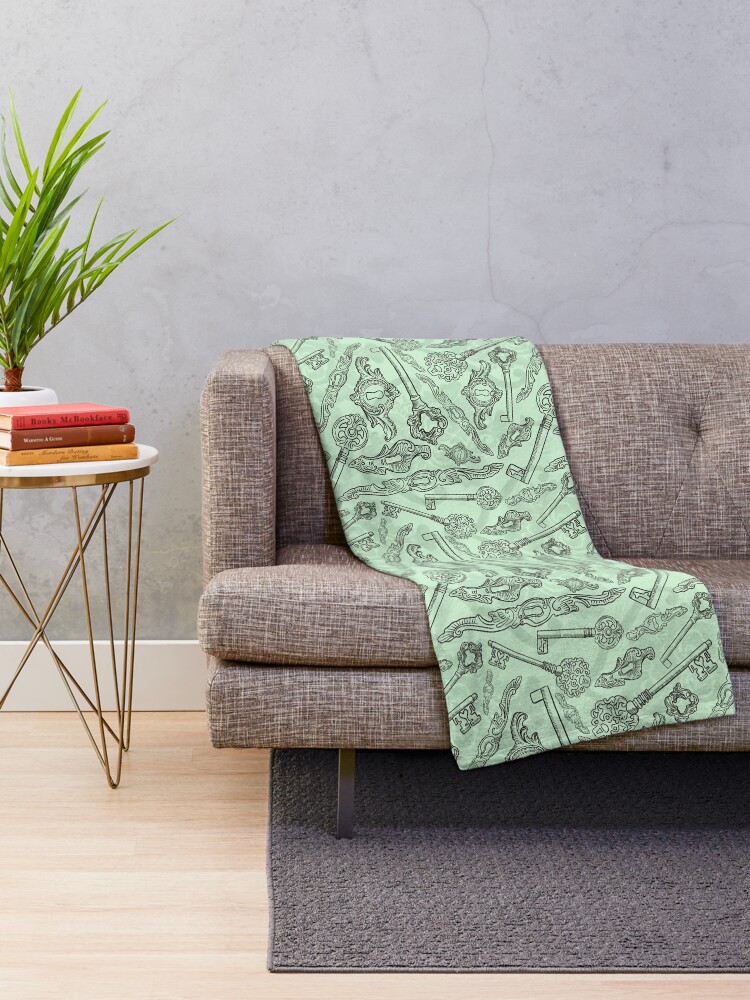Alternate view of Rococo locks and keys pattern design Throw Blanket