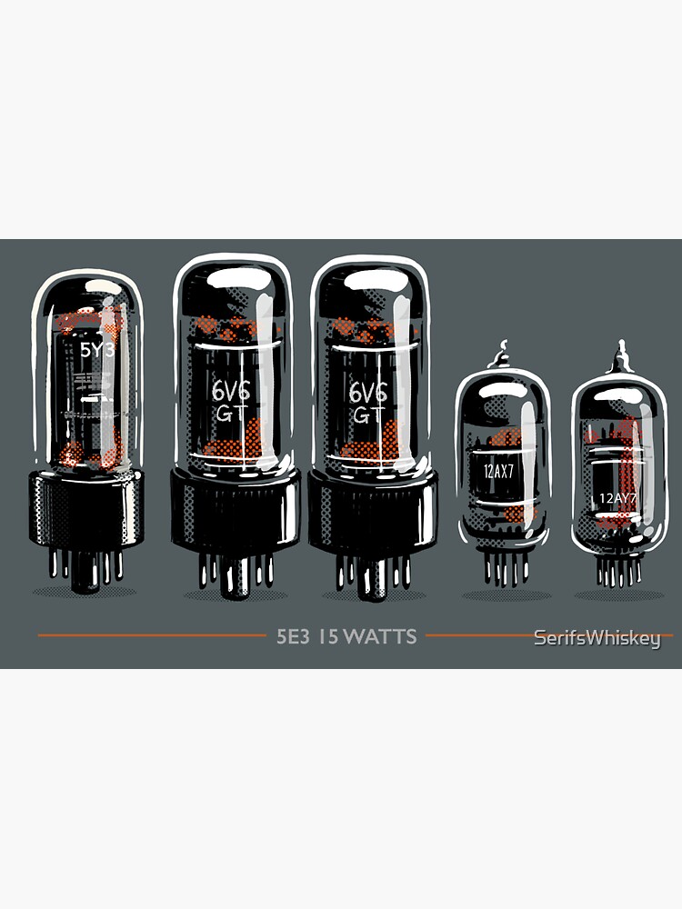 "5E3 tube amp in vintage style" Sticker by SerifsWhiskey Redbubble