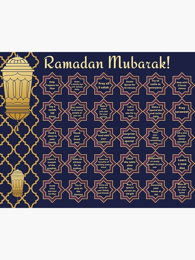 Calendrier du ramadan - ramadan moubarak - décoration du ramadan