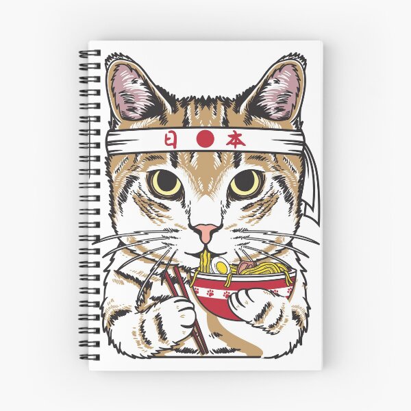 Item preview, Japanese Samurai Cat Eating Japan Noodle Ramen designed and sold by OnlyPrint20.