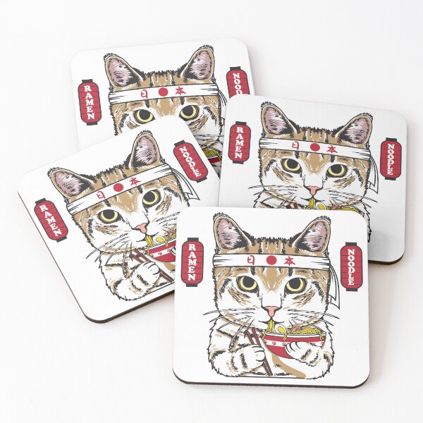 Item preview, Japanese Samurai Cat Eating Japan Noodle Ramen designed and sold by OnlyPrint20.