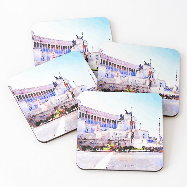 Item preview, Roma: horse-drawn carriages stopped under the altar of the fatherland designed and sold by Giuseppe Cocco.