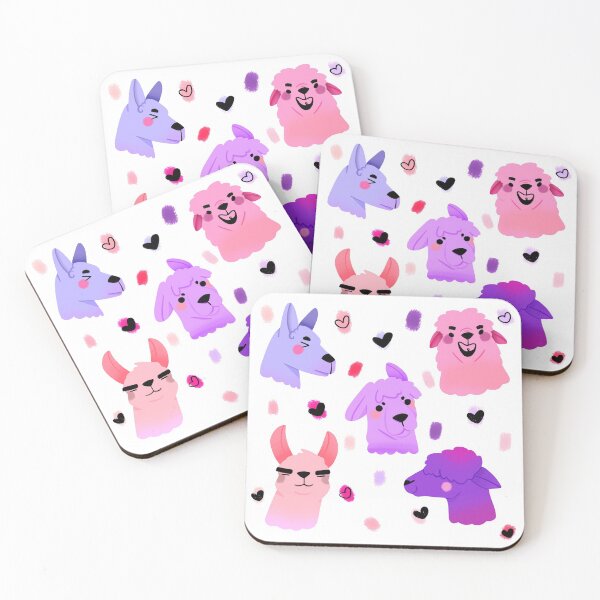Item preview, Llama/Alpaca Heads - Cute Pink and Purple Cartoon Animal Pattern designed and sold by TheRainbowRoom.
