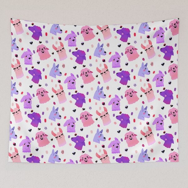 Item preview, Llama/Alpaca Heads - Cute Pink and Purple Cartoon Animal Pattern designed and sold by TheRainbowRoom.