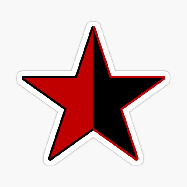 Vista previa del artículo con la obra «Estrella Roja y Negra: AnCom, anarquista, socialista, izquierdista, comunista, socialista libertario», diseñado y vendido por SpaceDogLaika.