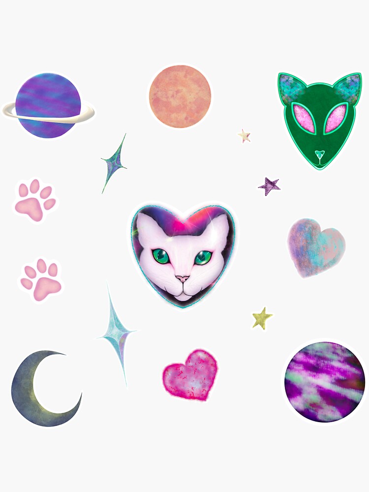 "Space Cats, Sparkle!" Sticker for Sale by MorningstarCO Redbubble