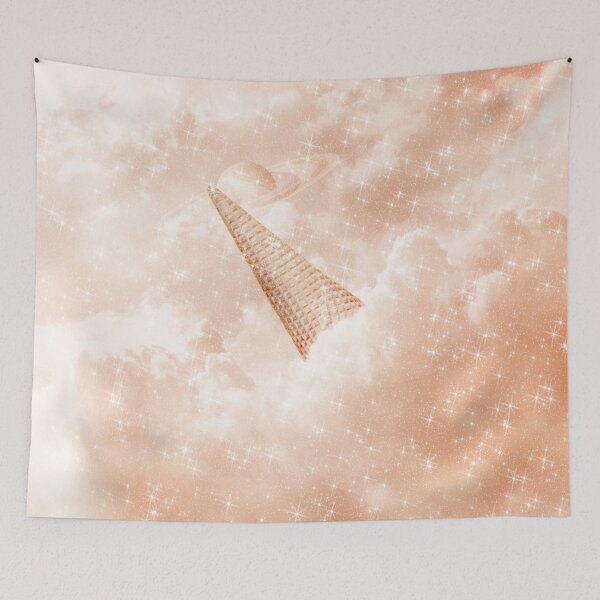 Item preview, Cream Peach Watercolor Pastel Candy Cone Clouds Kawaii designed and sold by Jolly-Yosei.