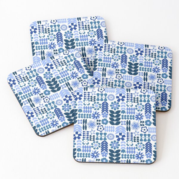 Item preview, Scandinavian Flowers in Blue designed and sold by KrisInStitches.