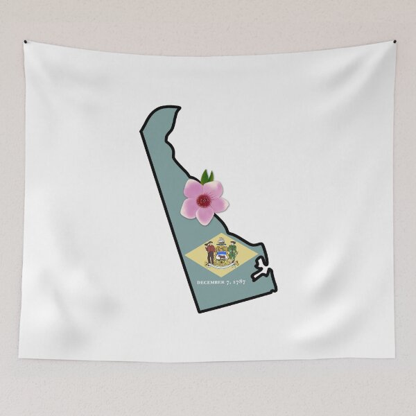 Item preview, Bandera del estado de Delaware con flor estatal Peach Blossom designed and sold by Gsallicat.