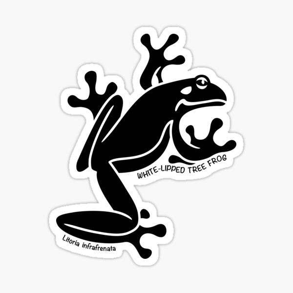 Tree Frog. Iconic Australian Animal. Silhouette with name. Sticker