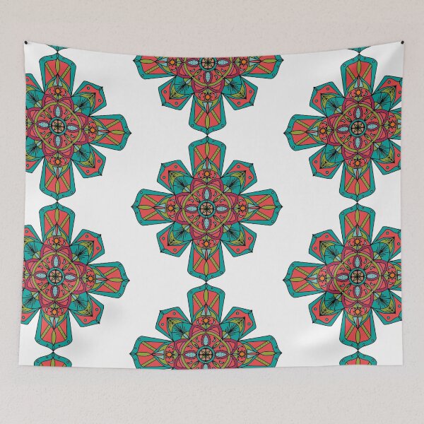 Item preview, Zen Art | Mandala 3.2 Design Sun & Moons Orange Green Teal designed and sold by Old Urban Farmhouse Design Studio.