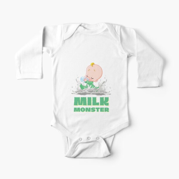 Milk Monster in Green Long Sleeve Baby One-Piece