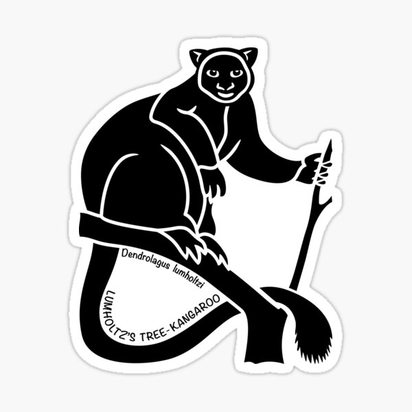 Tree Kangaroo. Iconic Australian Animal. Silhouette with name. Sticker