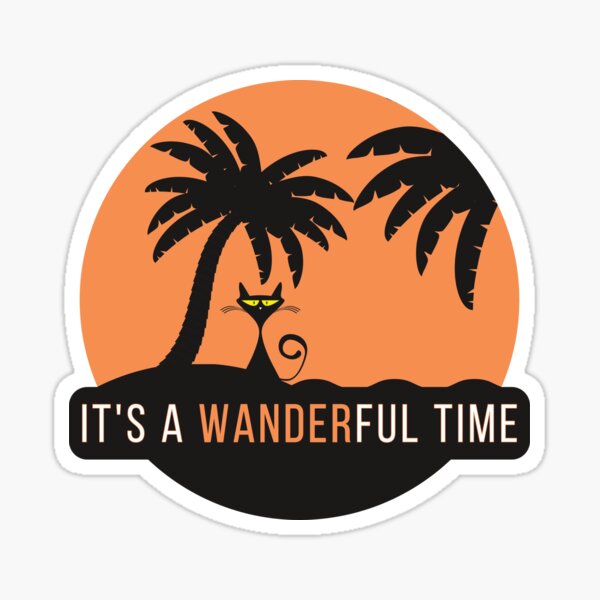 Wanderful Time - Schwarze Katze auf der Insel Sticker