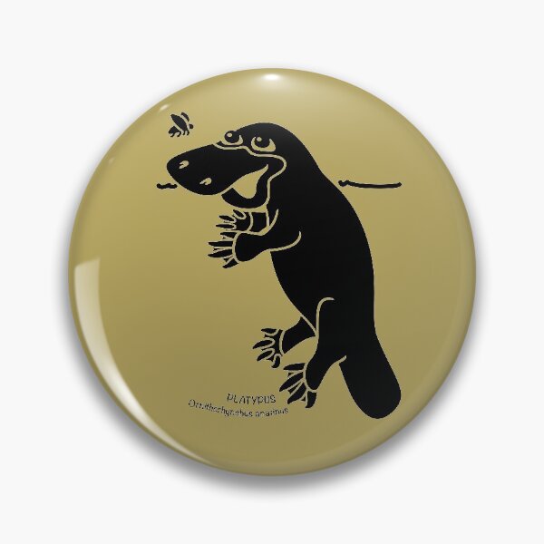 Platypus. Iconic Australian Animal. Silhouette with name. Pin