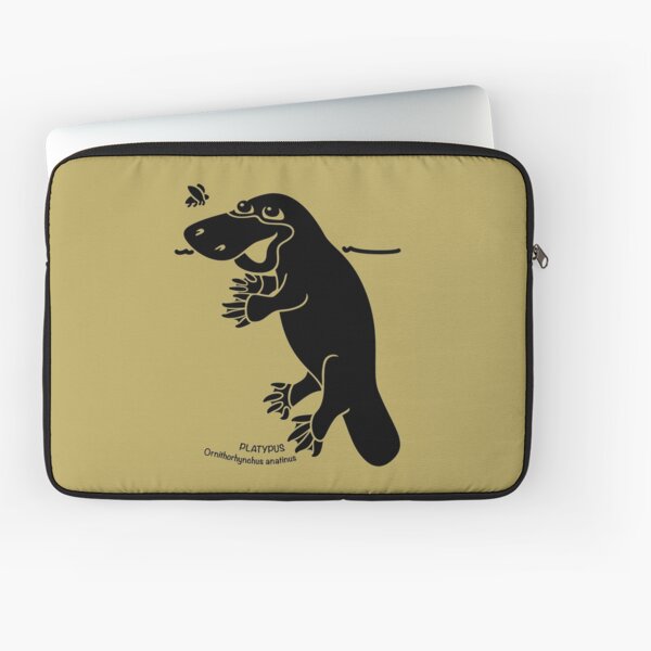 Platypus. Iconic Australian Animal. Silhouette with name. Laptop Sleeve