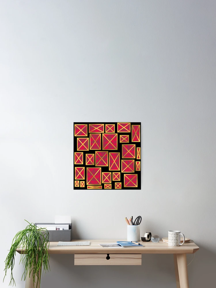Thumbnail 2 of 3, Poster, Ruby Square Pattern designed and sold by palaco210.