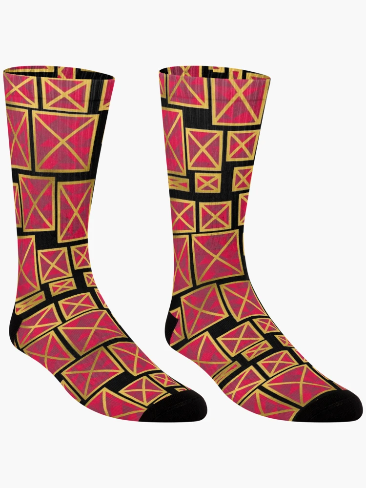 Thumbnail 3 of 5, Socks, Ruby Square Pattern designed and sold by palaco210.