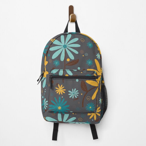 Item preview, Daisy pattern teal and yellow on gray background designed and sold by TaraLeeStudios.