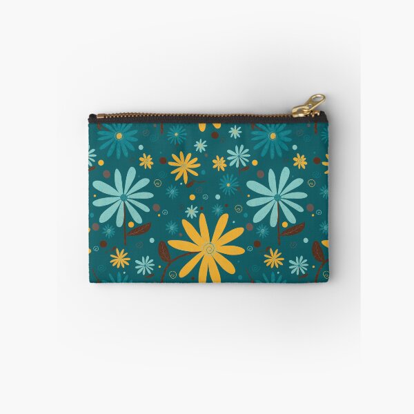 Item preview, Daisy pattern teal and yellow on teal background designed and sold by TaraLeeStudios.