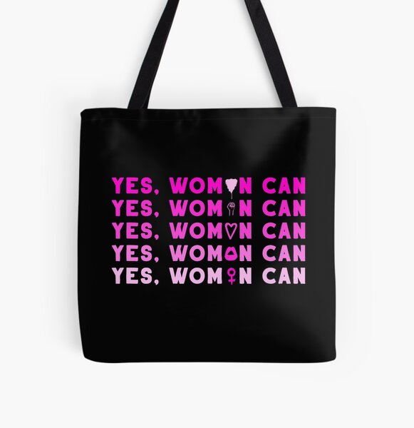 Yes, Women Can Pink Design All Over Print Tote Bag