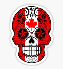 Sugar Skull with Roses and Flag of Canada Sticker