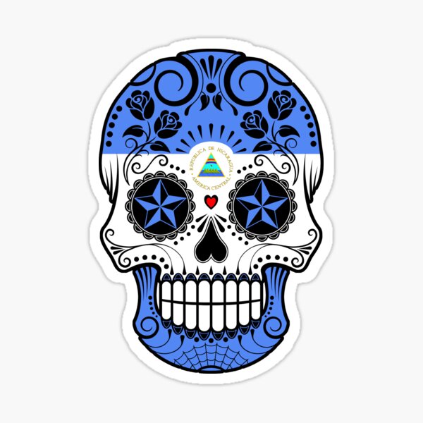 Item preview, Sugar Skull with Roses and Flag of Nicaragua designed and sold by JeffBartels.