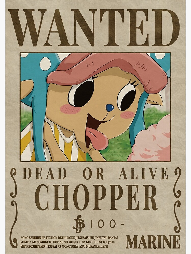 "CHOPPER bounty wanted poster one piece" Spiral Notebook by shirovexel