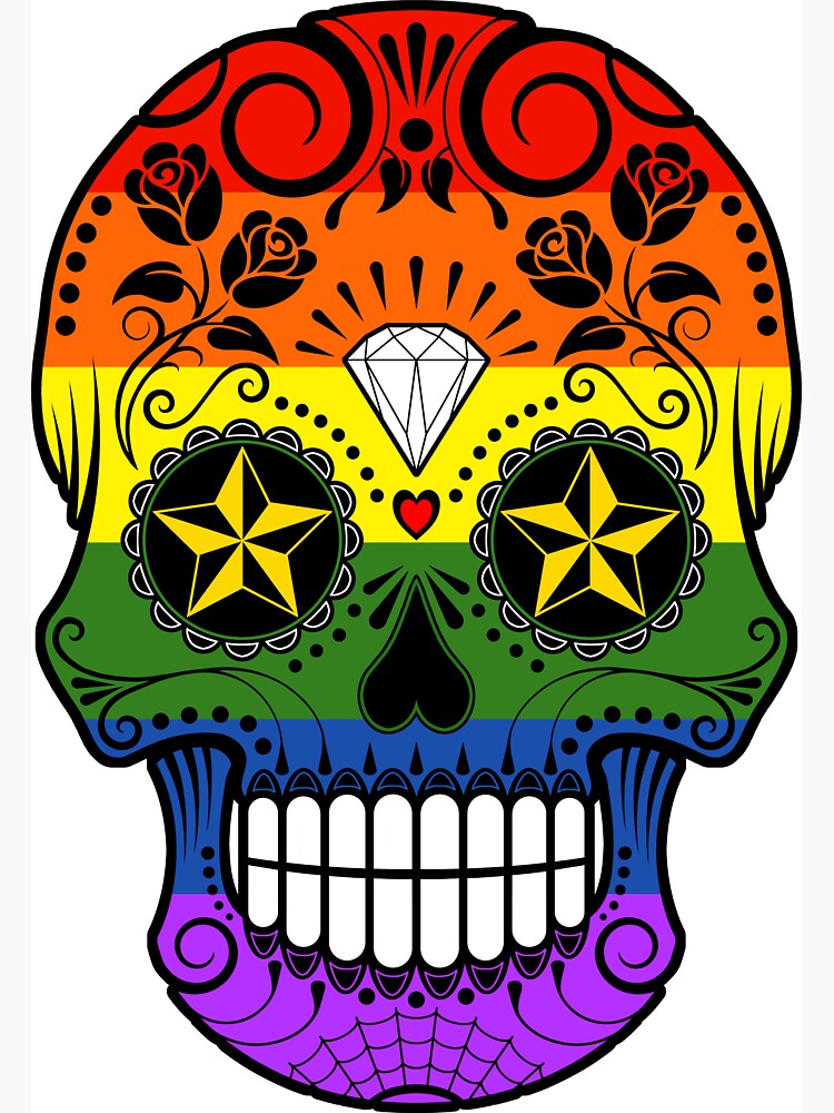 Gay Pride Rainbow Flag Sugar Skull Gay Pride Rainbow Flag Sugar Skull