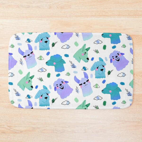 Item preview, Llama/Alpaca Heads - Cute Blue and Green Cartoon Animal Pattern designed and sold by TheRainbowRoom.
