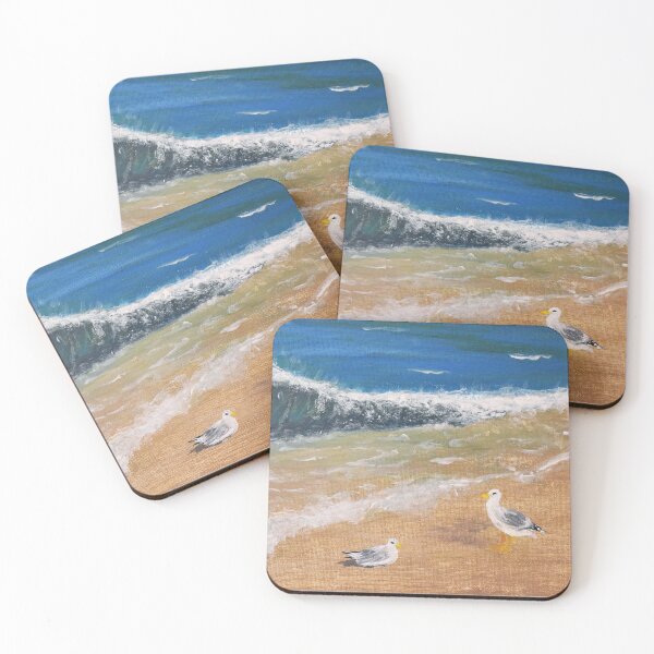 Item preview, Calm Seagulls Resting on the Beach  designed and sold by Ilana Khoshsima.