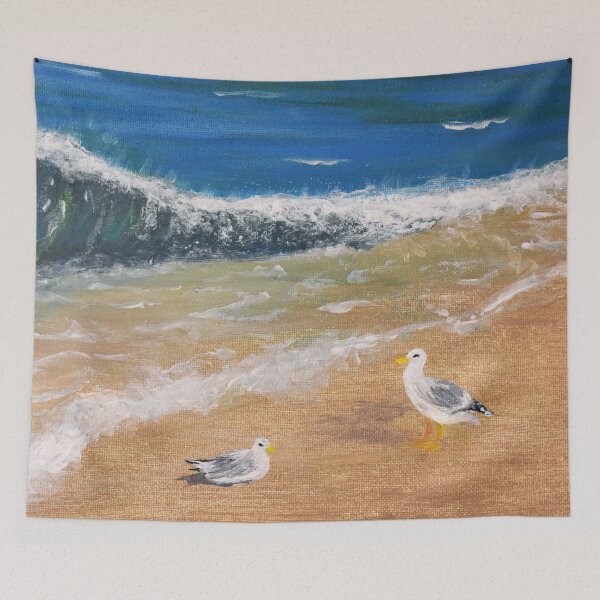Item preview, Calm Seagulls Resting on the Beach  designed and sold by Ilana Khoshsima.