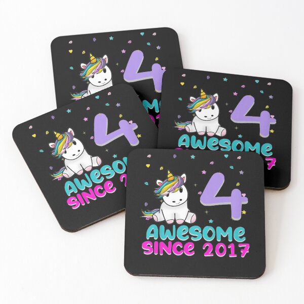 Item preview, Kids Unicorn 4th Birthday Girl Gift Love Awesome Bday 4 yo designed and sold by anniversaryshop.