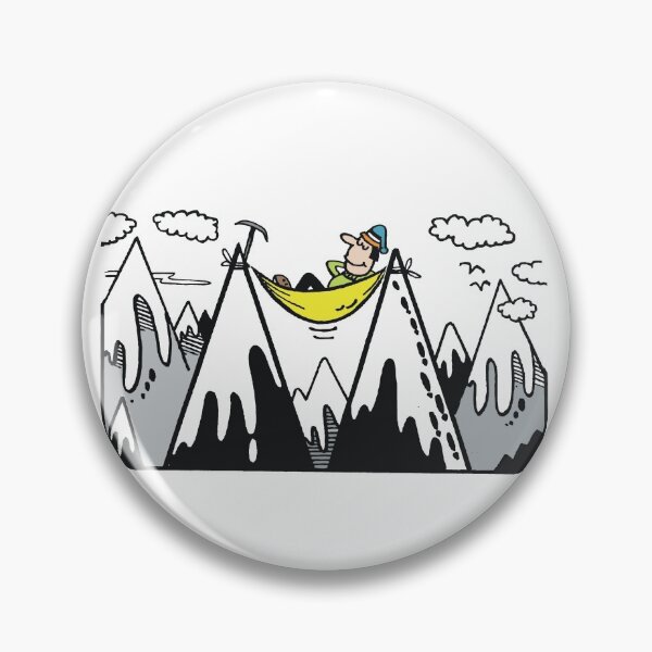 Item preview, Cartoon of mountain climber resting in hammock between peaks designed and sold by Al Benge - NZ & Australian Art.