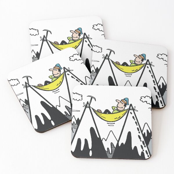 Item preview, Cartoon of mountain climber resting in hammock between peaks designed and sold by Al Benge.