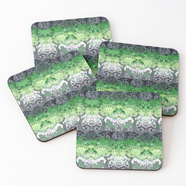 Item preview, Aromantic Dragon Damask -- Aromantic Pride Flag Colors designed and sold by ArgyleImp.