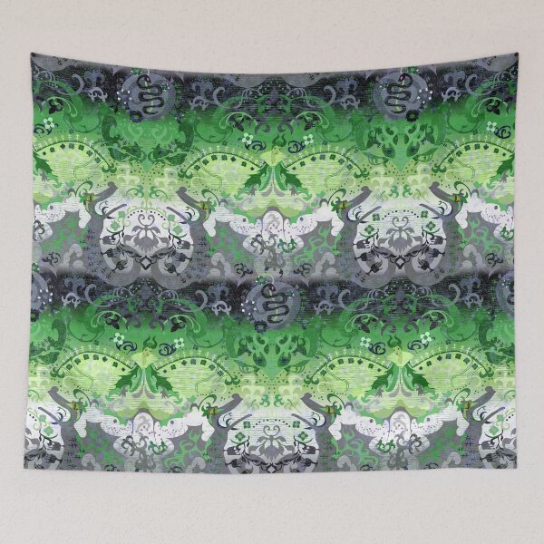Item preview, Aromantic Dragon Damask -- Aromantic Pride Flag Colors designed and sold by ArgyleImp.