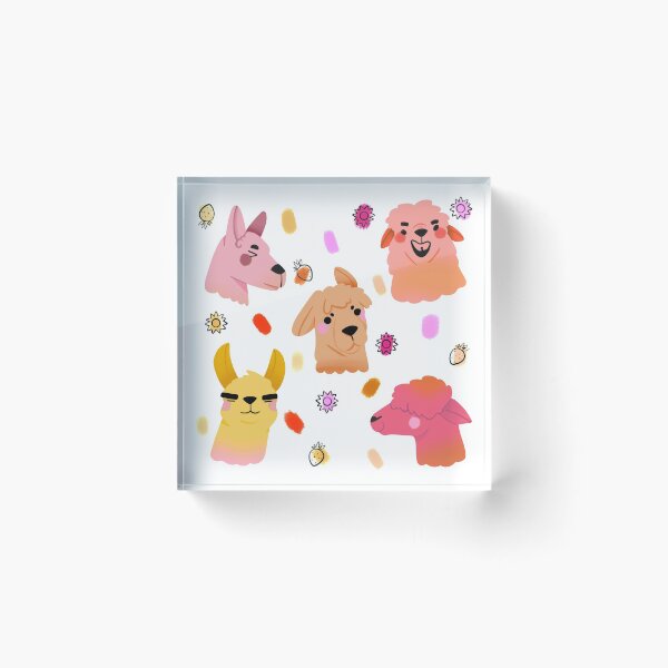Item preview, Llama/Alpaca Heads - Cute Orange and Pink Cartoon Animal Pattern designed and sold by TheRainbowRoom.