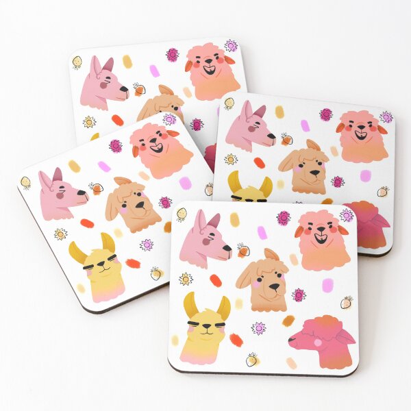 Item preview, Llama/Alpaca Heads - Cute Orange and Pink Cartoon Animal Pattern designed and sold by TheRainbowRoom.