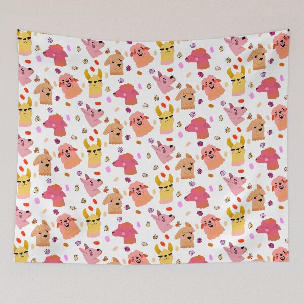 Item preview, Llama/Alpaca Heads - Cute Orange and Pink Cartoon Animal Pattern designed and sold by TheRainbowRoom.